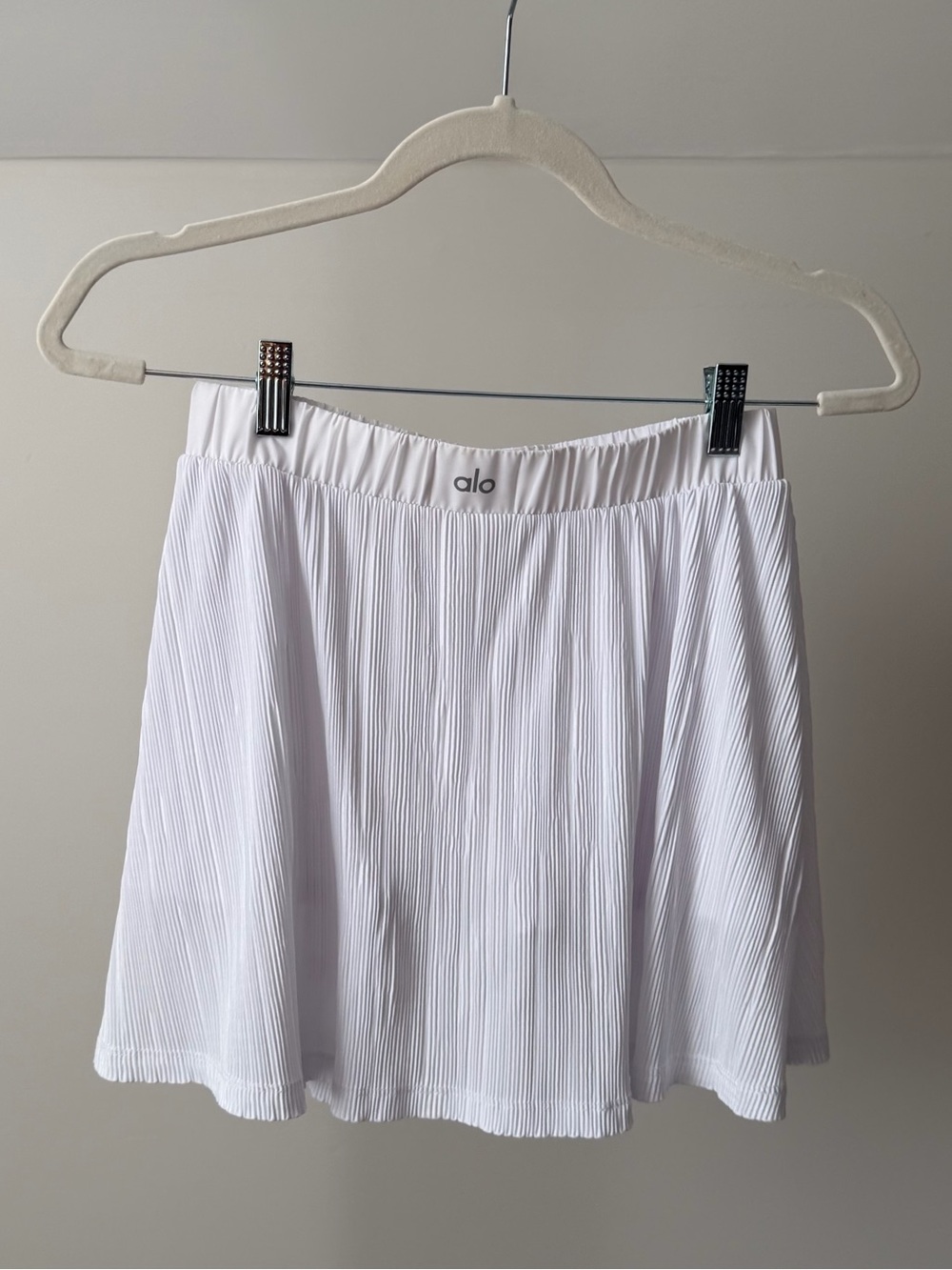 ALO Yoga White Micro Plisse Tennis Pickleball Small Skirt